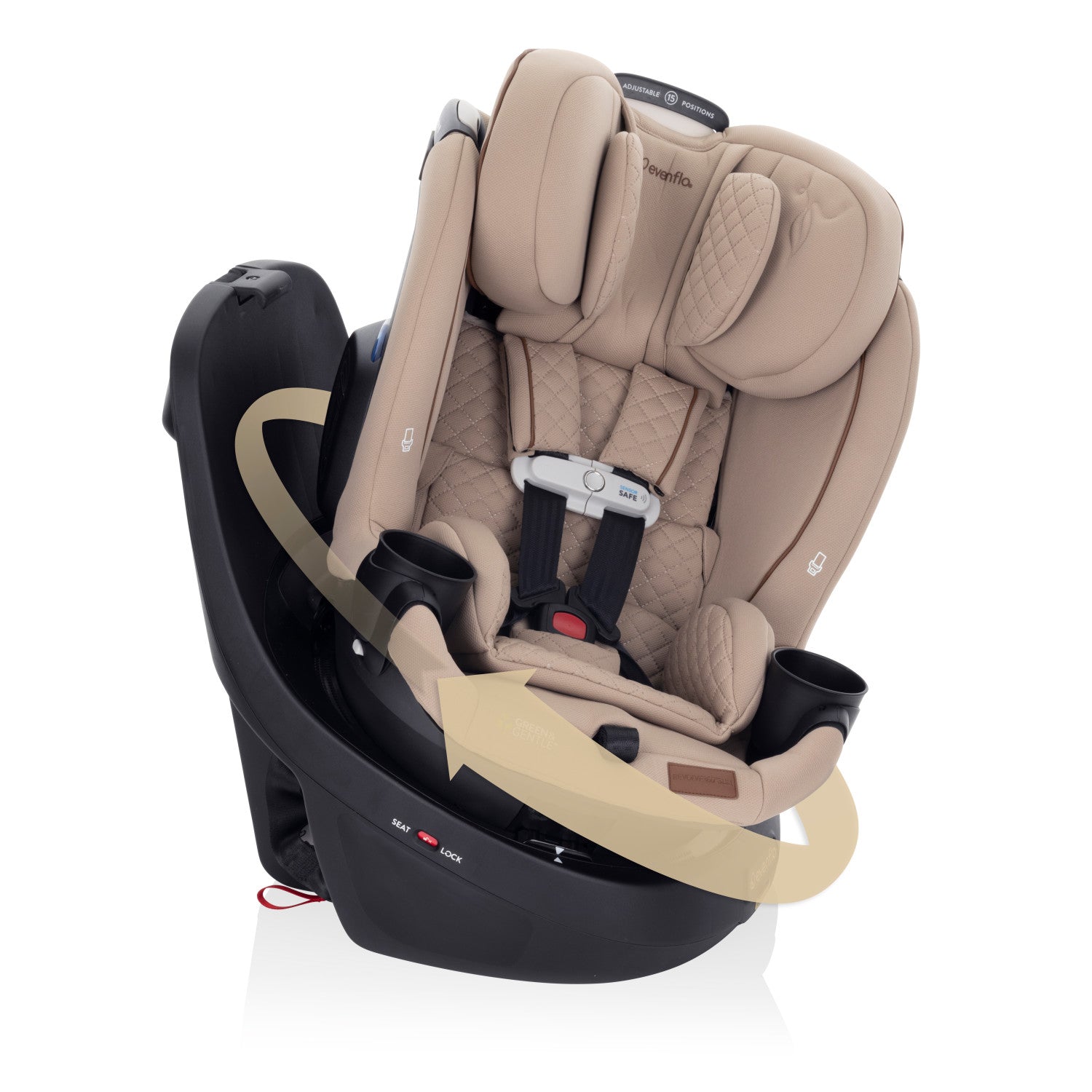 Revolve360 Slim 2-in-1 Rotational Car Seat with Green & Gentle Fabric (Travertine) side view