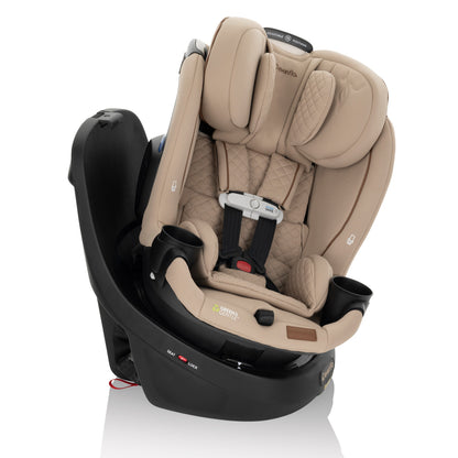 Revolve360 Slim 2-in-1 Rotational Car Seat with Green & Gentle Fabric (Travertine) side flip