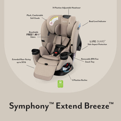 Symphony Extend Breeze 3-in-1 Convertible Car Seat - Pecan Taupe