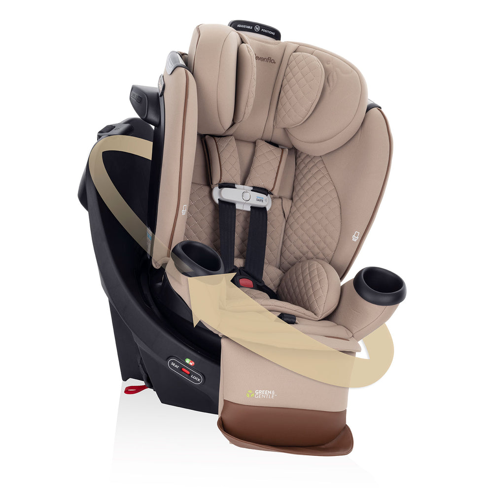 evenflo gold sensorsafe everystage all-in-one convertible car seat Evenflo Revolve360 Extend All-in-One Rotating Car Seat with Green & Gentle Fabric (Travertine)
