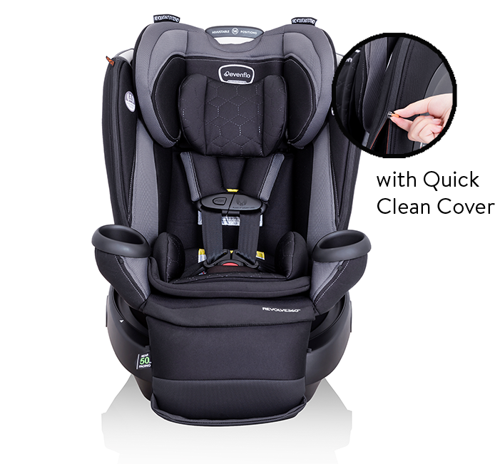 Image of Revolve360 Extend Rotational All-in-One Car Seat with Quick Clean Cover.