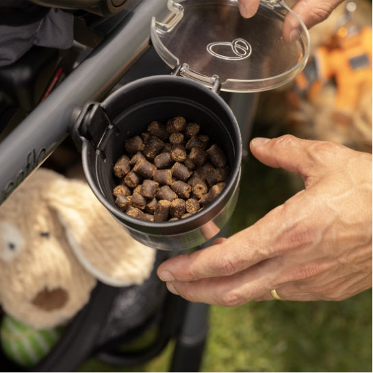 Image of pet water bowl and treat container of Pivot Troop