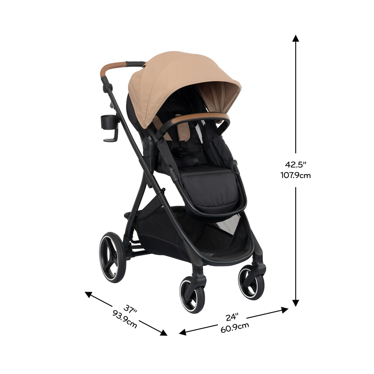 Shyft Intuiti Travel System featuring LiteMax NXT Infant Car Seat dimensions diagram