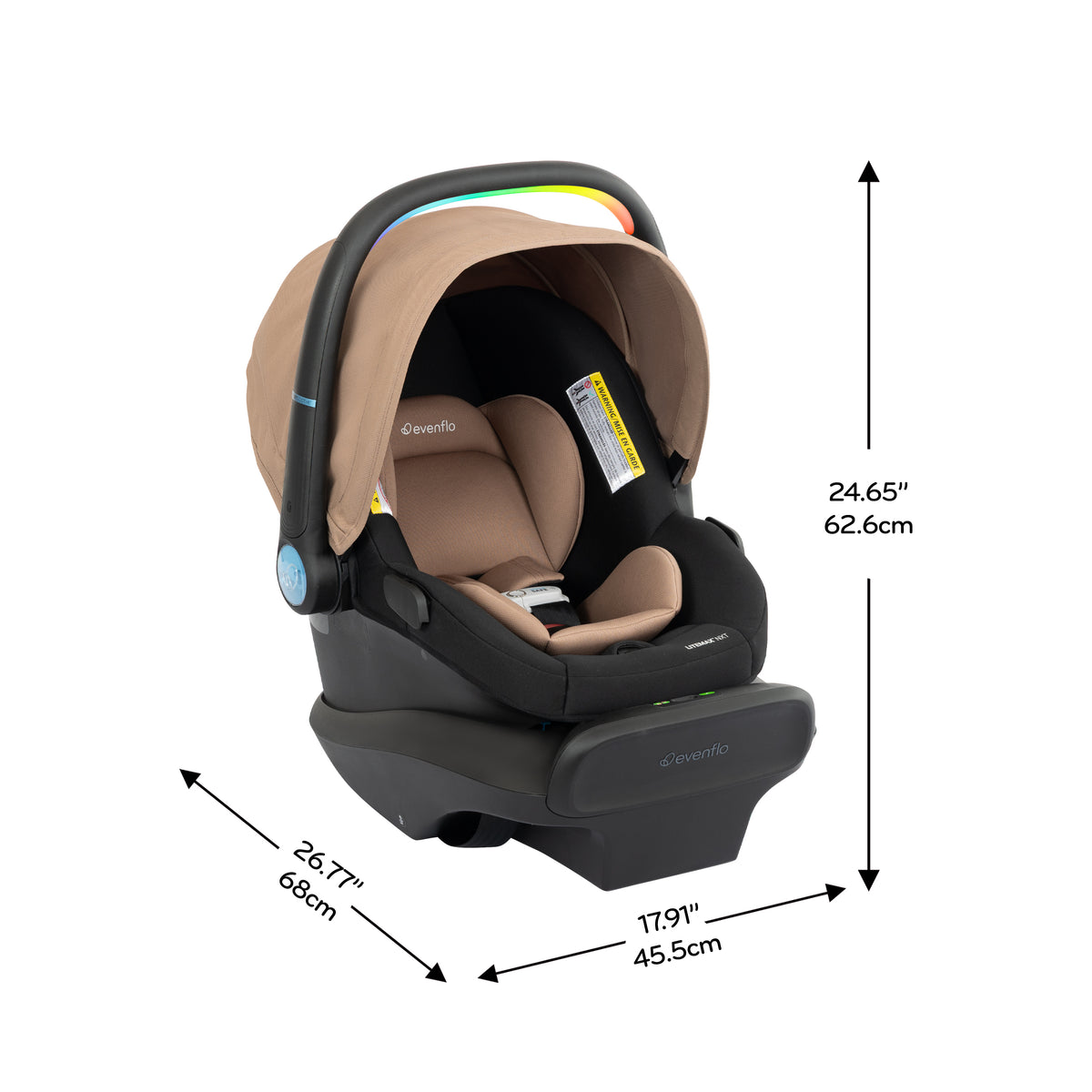 Shyft Intuiti Travel System featuring LiteMax NXT Infant Car Seat dimensions diagram