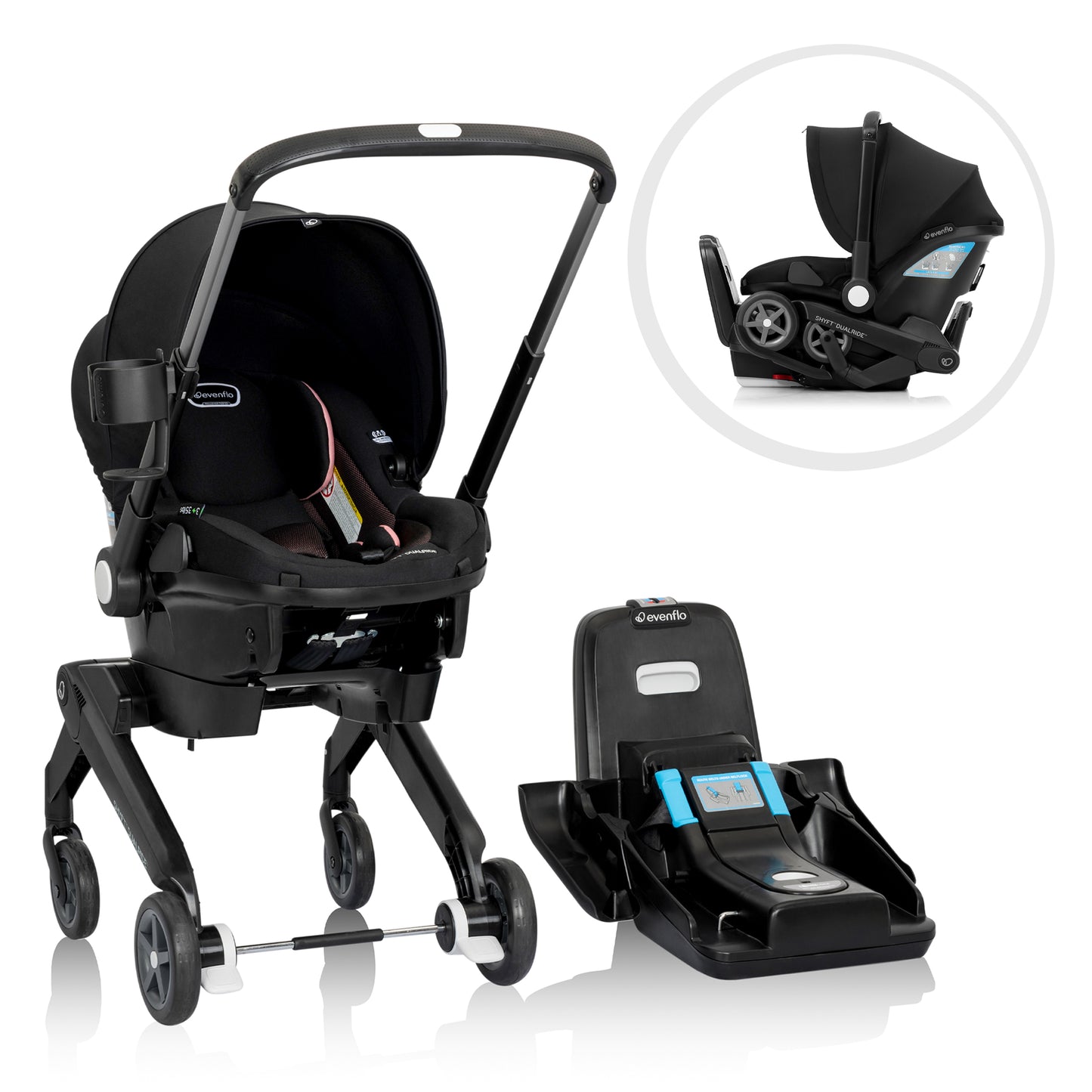 Evenflo Shyft DualRide Infant Car Seat and Stroller Combo, Bryson Blue