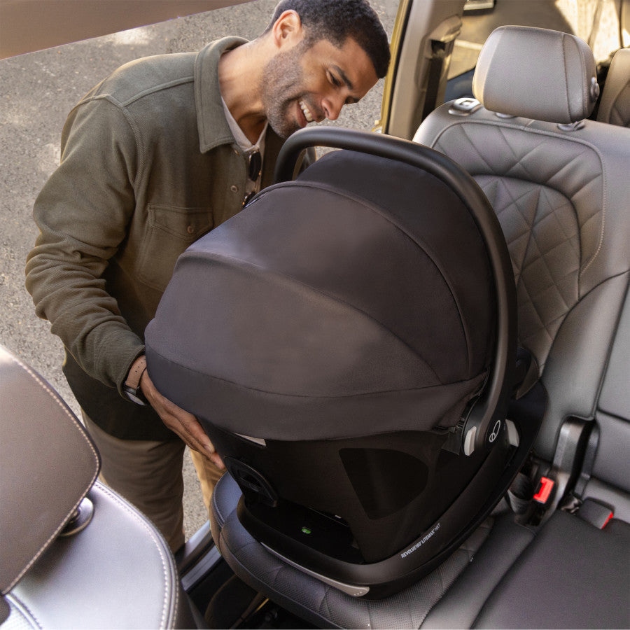 Revolve180 LiteMax NXT Rotational Infant Car Seat attached