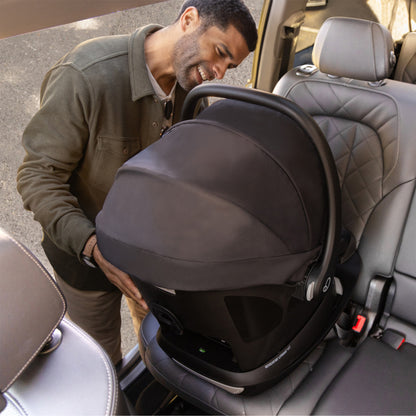 Revolve180 LiteMax NXT Rotational Infant Car Seat attached