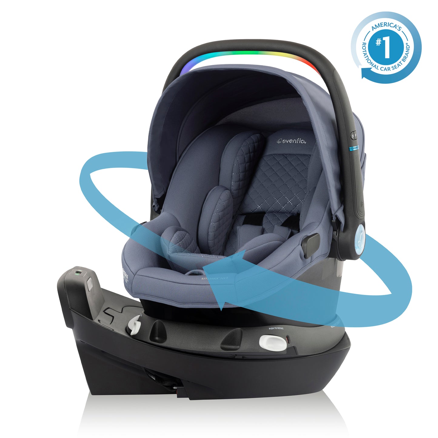 Revolve180 LiteMax NXT Rotating Infant Car Seat with SensorySoothe (Flint)