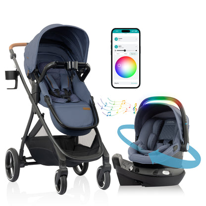 Shyft Intuiti+ Travel System featuring Revolve180 LiteMax™ NXT Rotating Infant Car Seat with SensorySoothe (Flint)