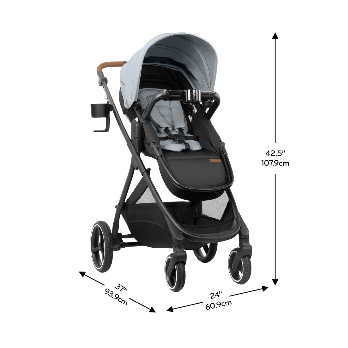 Shyft Intuiti+ Travel System featuring Revolve180 LiteMax™ NXT Rotating Infant Car Seat with SensorySoothe dimensions diagram