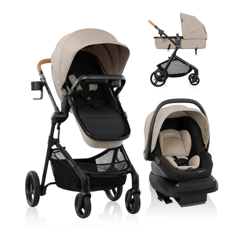 Evenflo Pivot NXT Travel System with LiteMax NXT Infant Car Seat (Latte Tan)