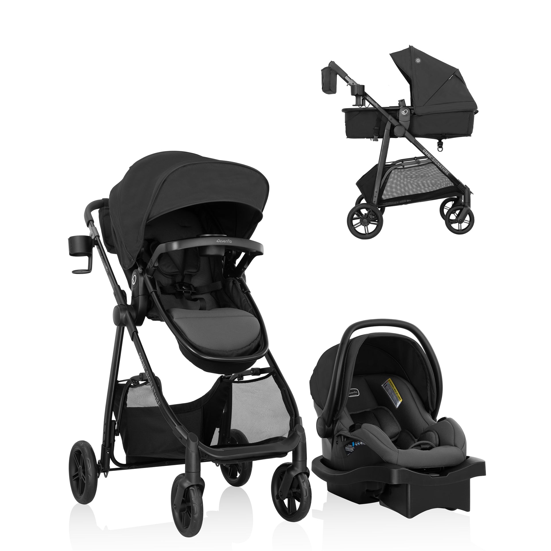 Evenflo Omni Signature Travel System with LiteMax Infant Car Seat, Coastal Coffee