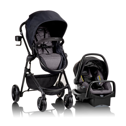 evenflo car seat and stroller bassinet Evenflo Pivot Modular Travel System with LiteMax Infant Car Seat (Dusty Rose Pink)
