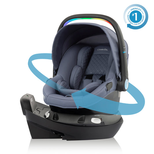 Revolve180 LiteMax NXT Rotating Infant Car Seat with SensorySoothe (Flint)
