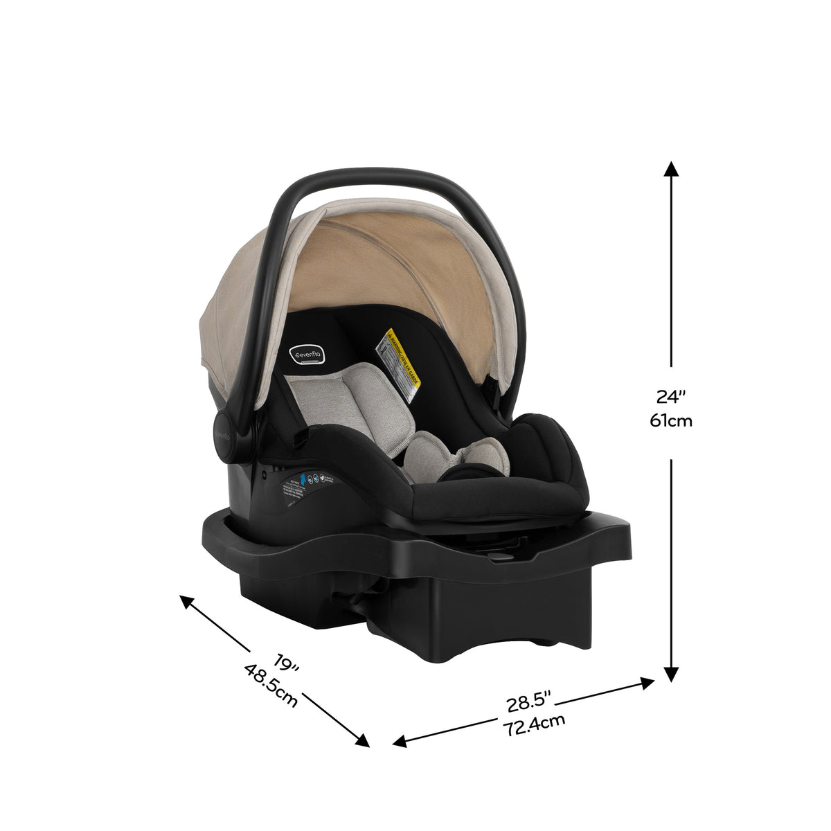 Omni Signature Travel System with LiteMax Infant Car Seat dimensions diagram