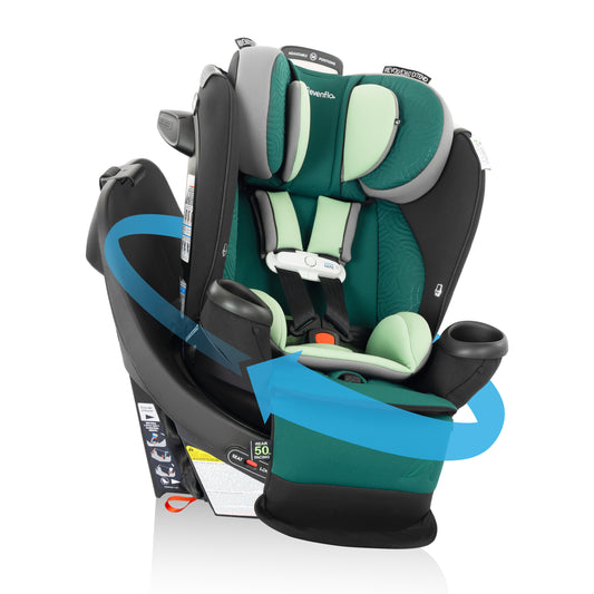 Gold Revolve360 Extend All-in-One Rotating Car Seat with Green & Gentle Fabric (Emerald)