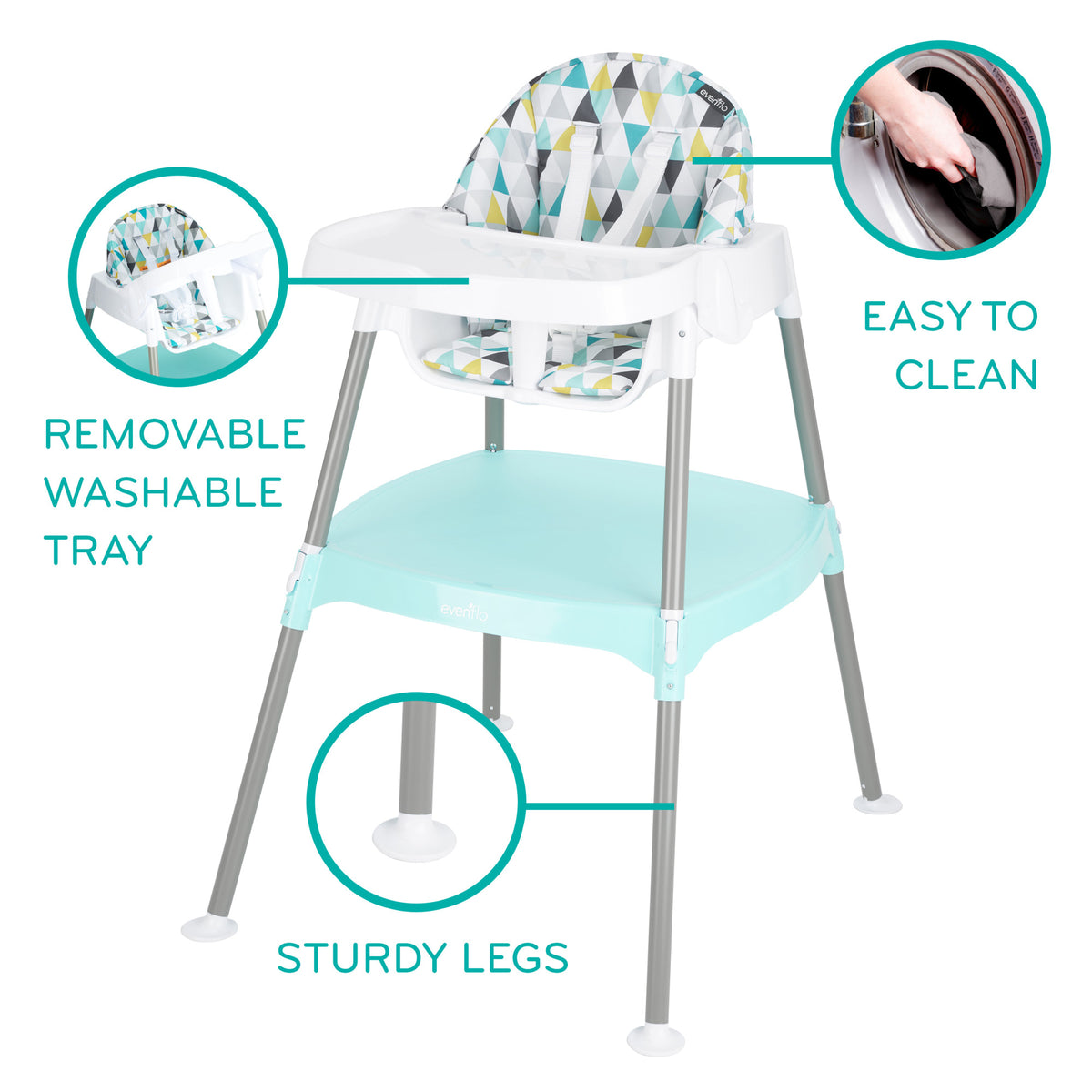 Eat and Grow 4-in-1 Convertible High Chair - Prism Triangles Green