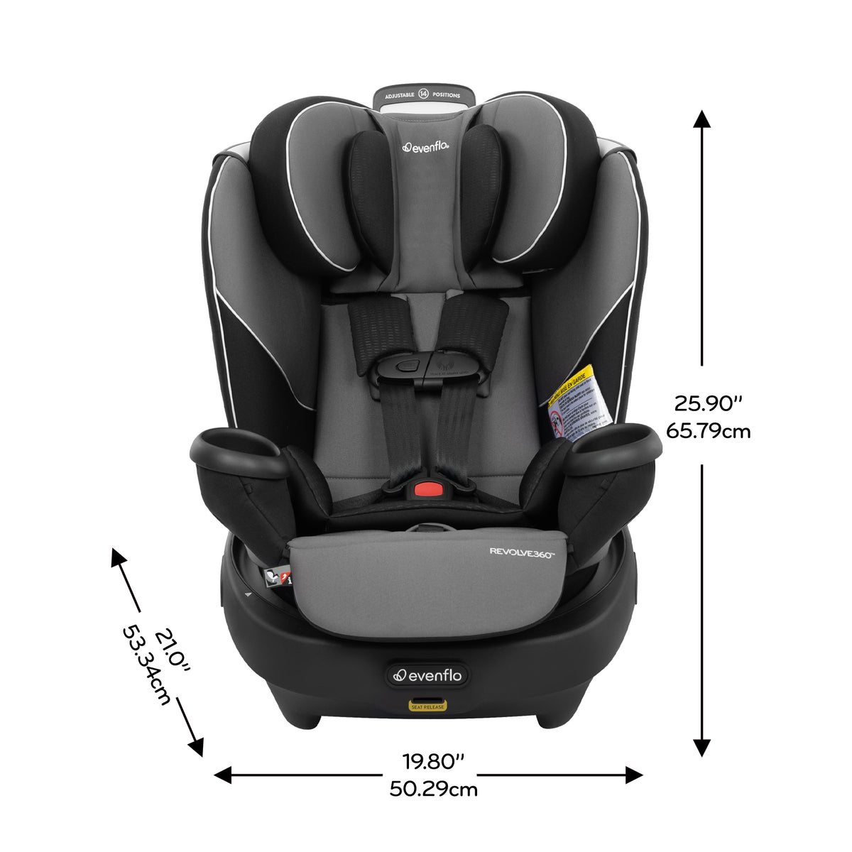 Revolve360 Rotating All-In-One Car Seat dimensions diagram