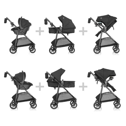 Omni Ultra Travel System with Revolve180 LiteMax NXT Rotational Infant Car Seat Caviar Black forms
