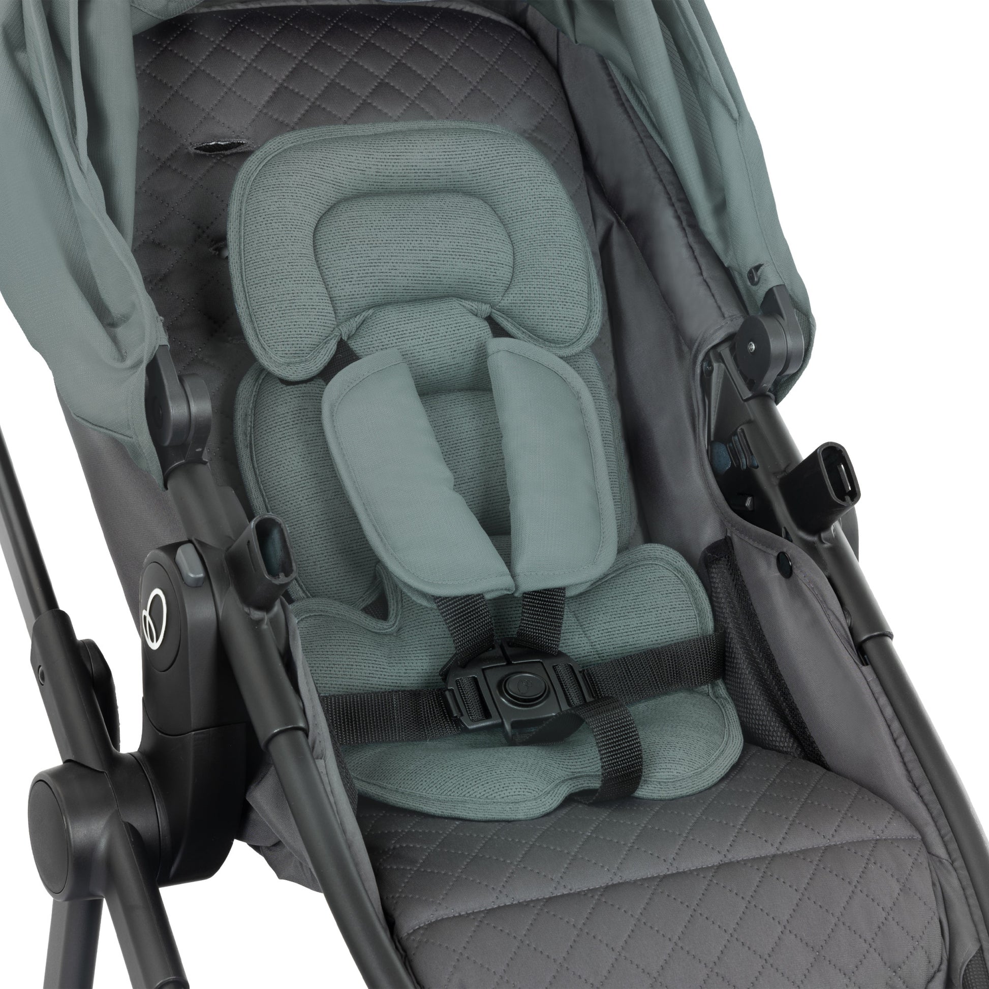 Omni Ultra Travel System with Revolve180 LiteMax NXT Rotational Infant Car Seat Pacific Green full front