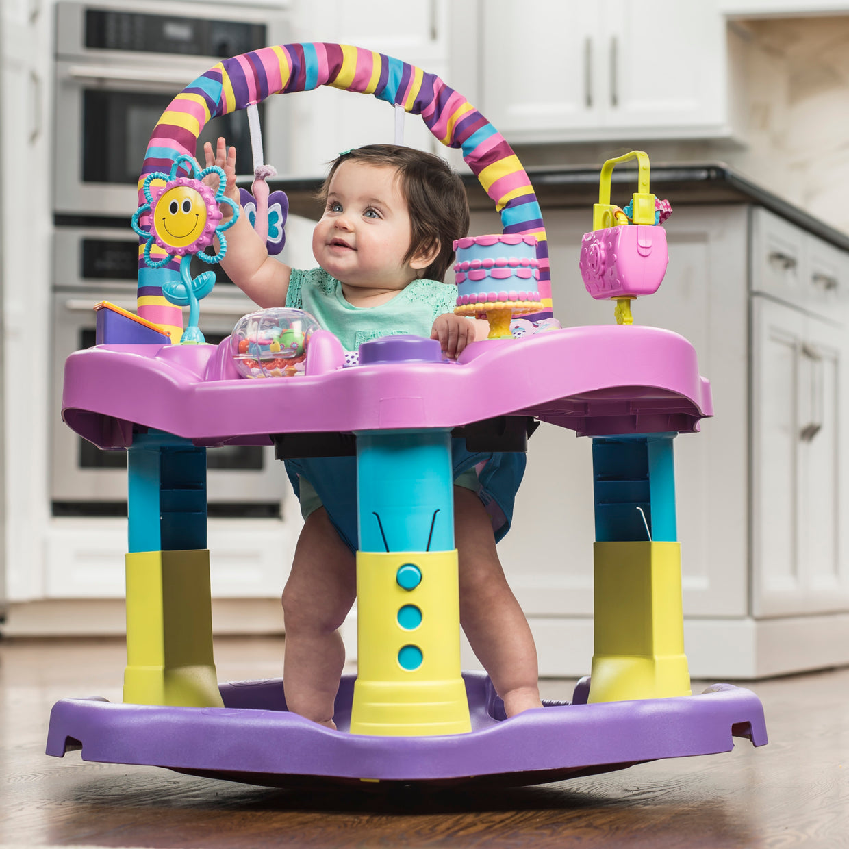 Exersaucer Jump Evenflo Baby Bouncer Evenflo Sweet Tea Party Bounce Learn  ExerSaucer Activity Center
