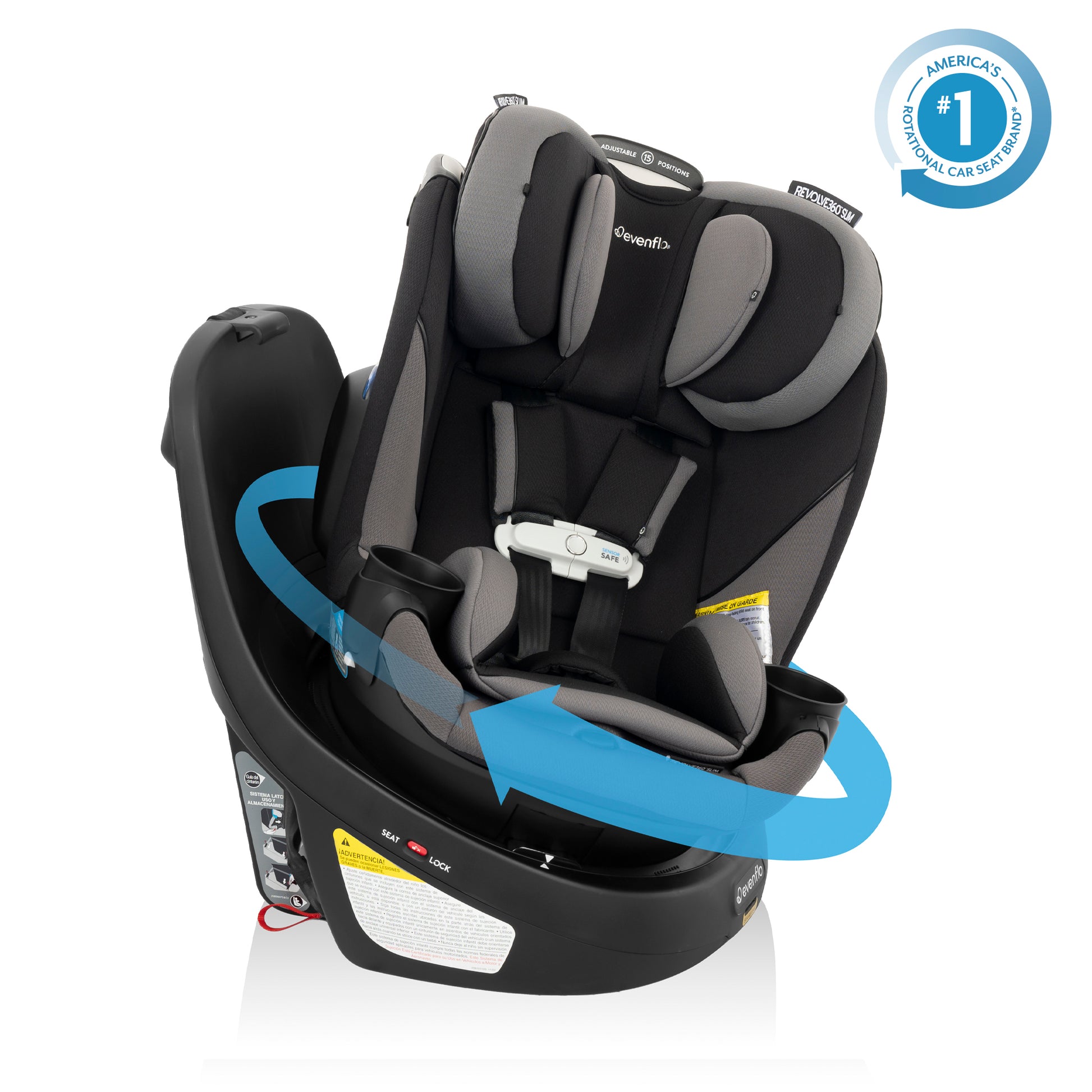 Evenflo Gold Revolve360 Slim 2-in-1 Rotational Convertible Car Seat with SensorSafe