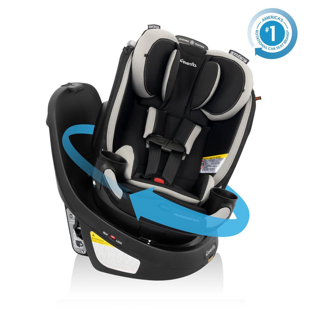 Evenflo Revolve360 Slim 2-in-1 Rotational Car Seat with Quick Clean Cover (Stow Blue)