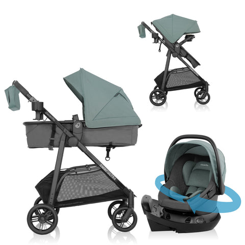 evenflo travel Evenflo Omni Ultra Travel System with Revolve180 LiteMax NXT Rotating Infant Car Seat, Pacific Green