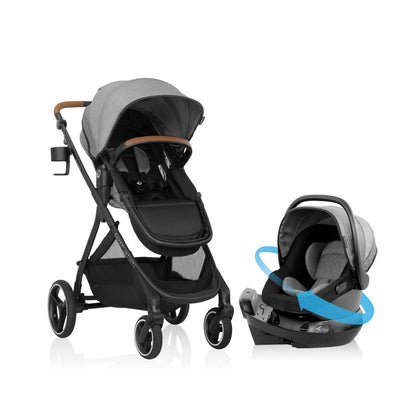 bassinet attachment for evenflo stroller Evenflo Shyft Intuiti Travel System with Revolve180 LiteMax NXT Rotational Infant Car Seat (Fossil Gray)