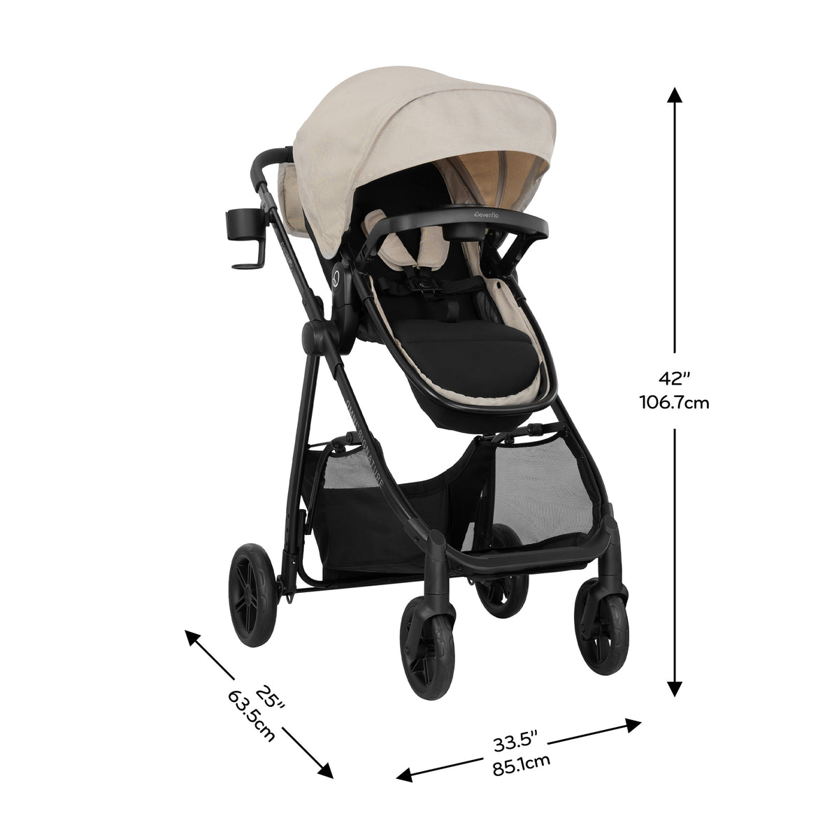 Omni Signature Travel System with LiteMax Infant Car Seat dimensions diagram