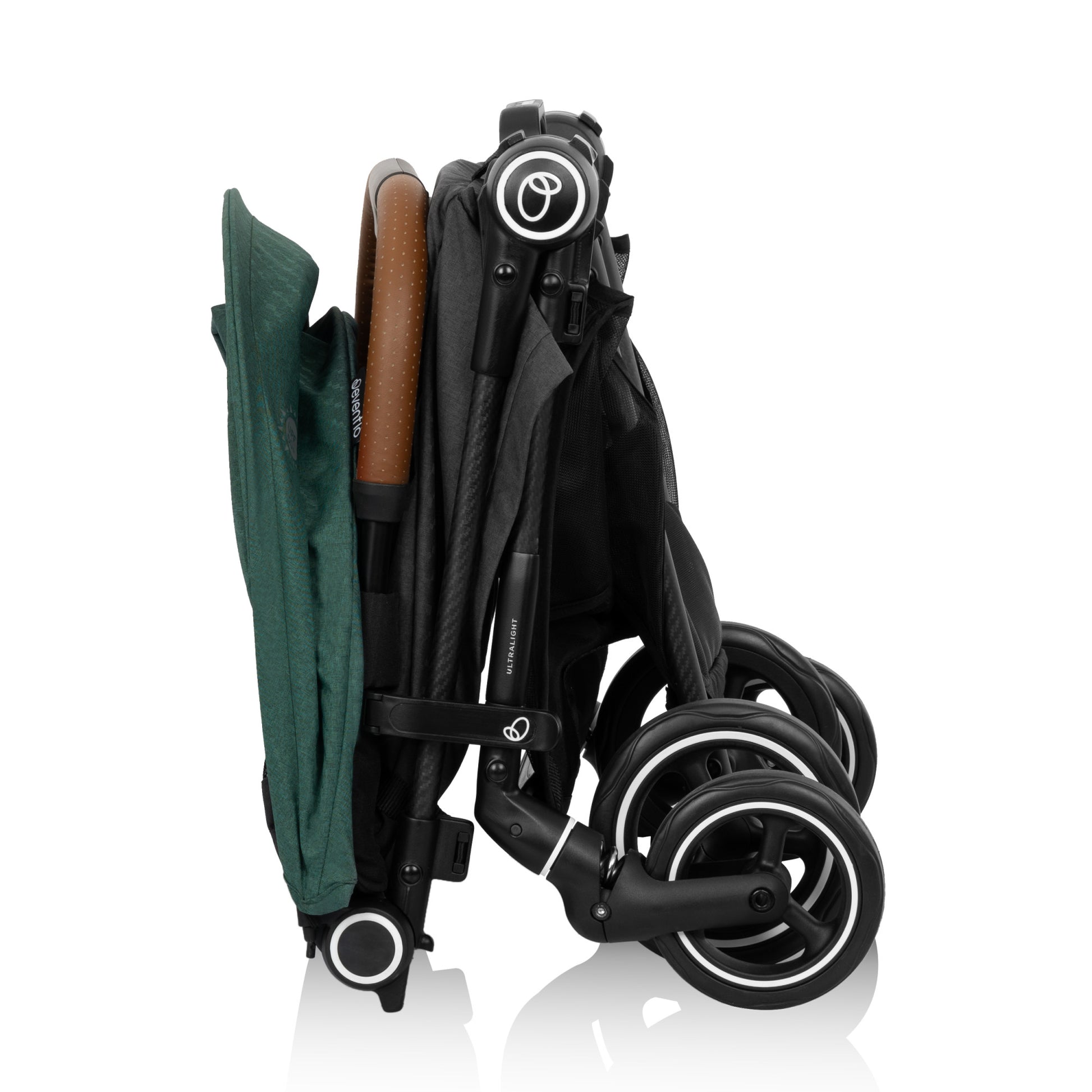 Hummingbird Ultra-Lightweight Carbon Fiber Stroller Caslon Green folded
