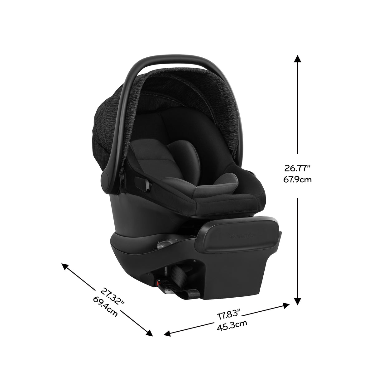 Shyft Intuiti Travel System with Revolve180 LiteMax NXT Rotating Infant Car Seat dimensions diagram