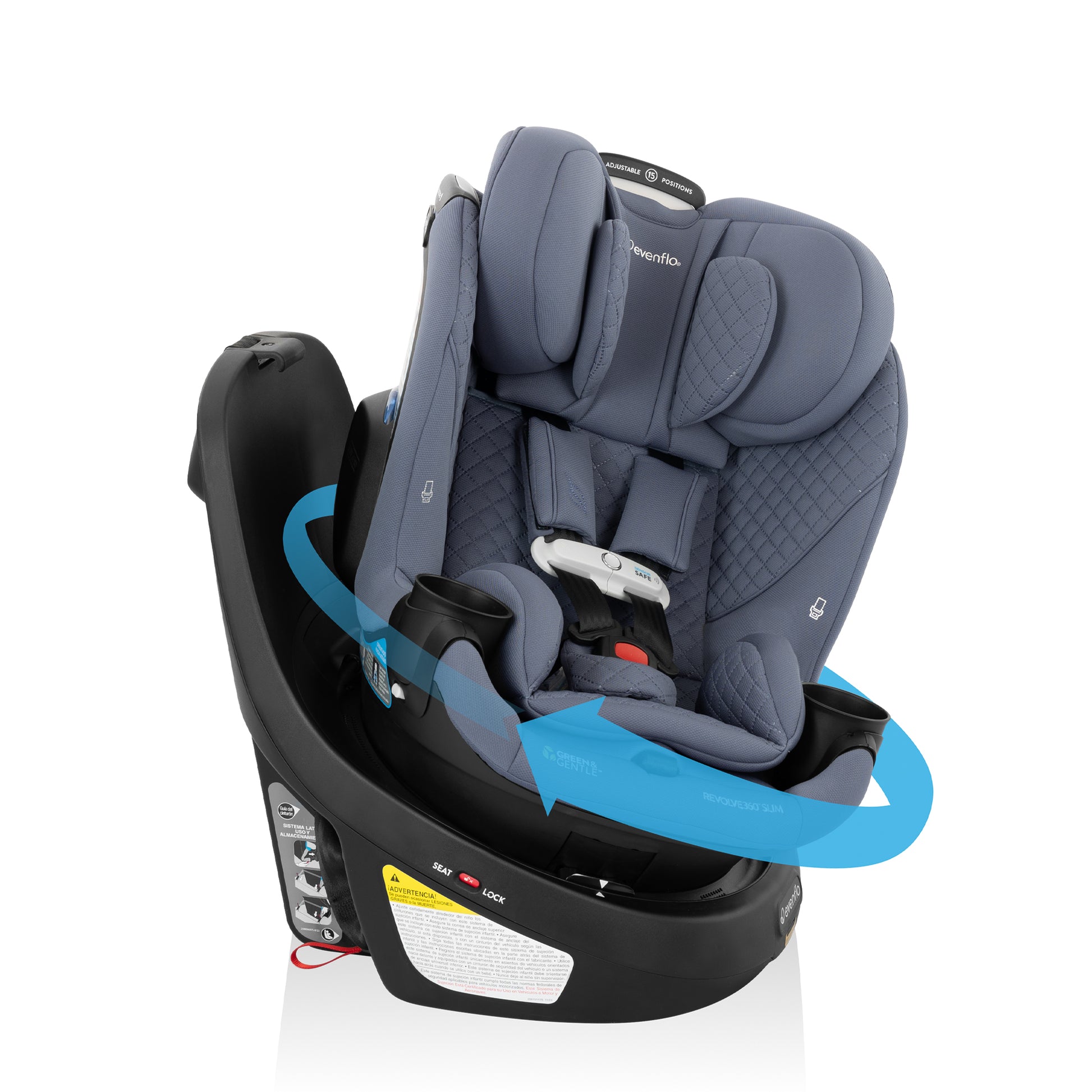 Revolve360 Slim 2-in-1 Rotating Car Seat with Green & Gentle Fabric (Flint)