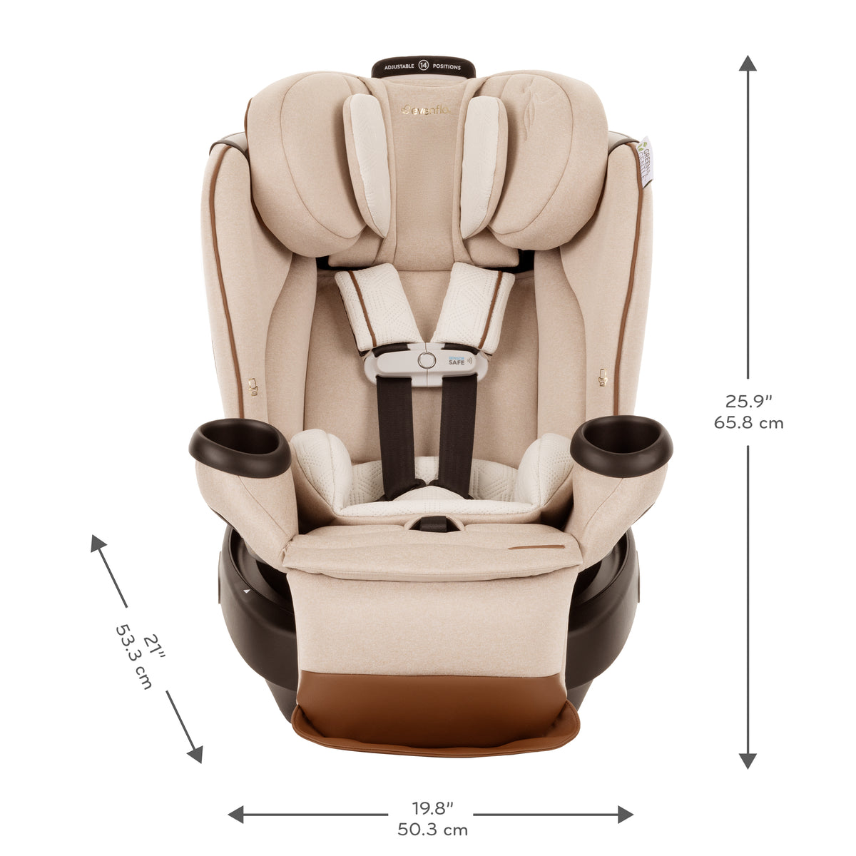 Limited Edition Revolve360 Extend All-in-One Rotational Car Seat with Green & Gentle Fabric dimensions diagram