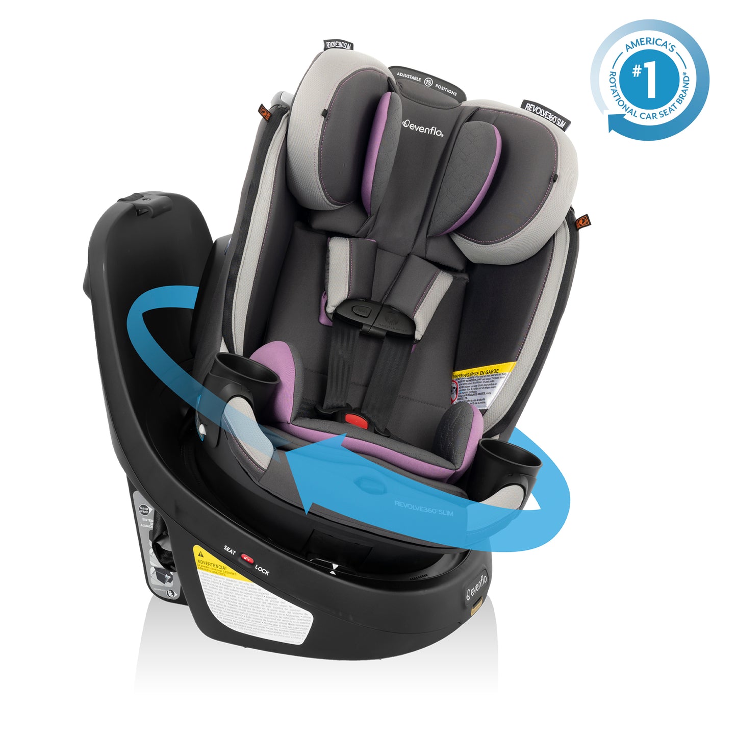 Revolve360 Slim 2-in-1 Rotating Car Seat with Quick Clean Cover (Sutton Purple)