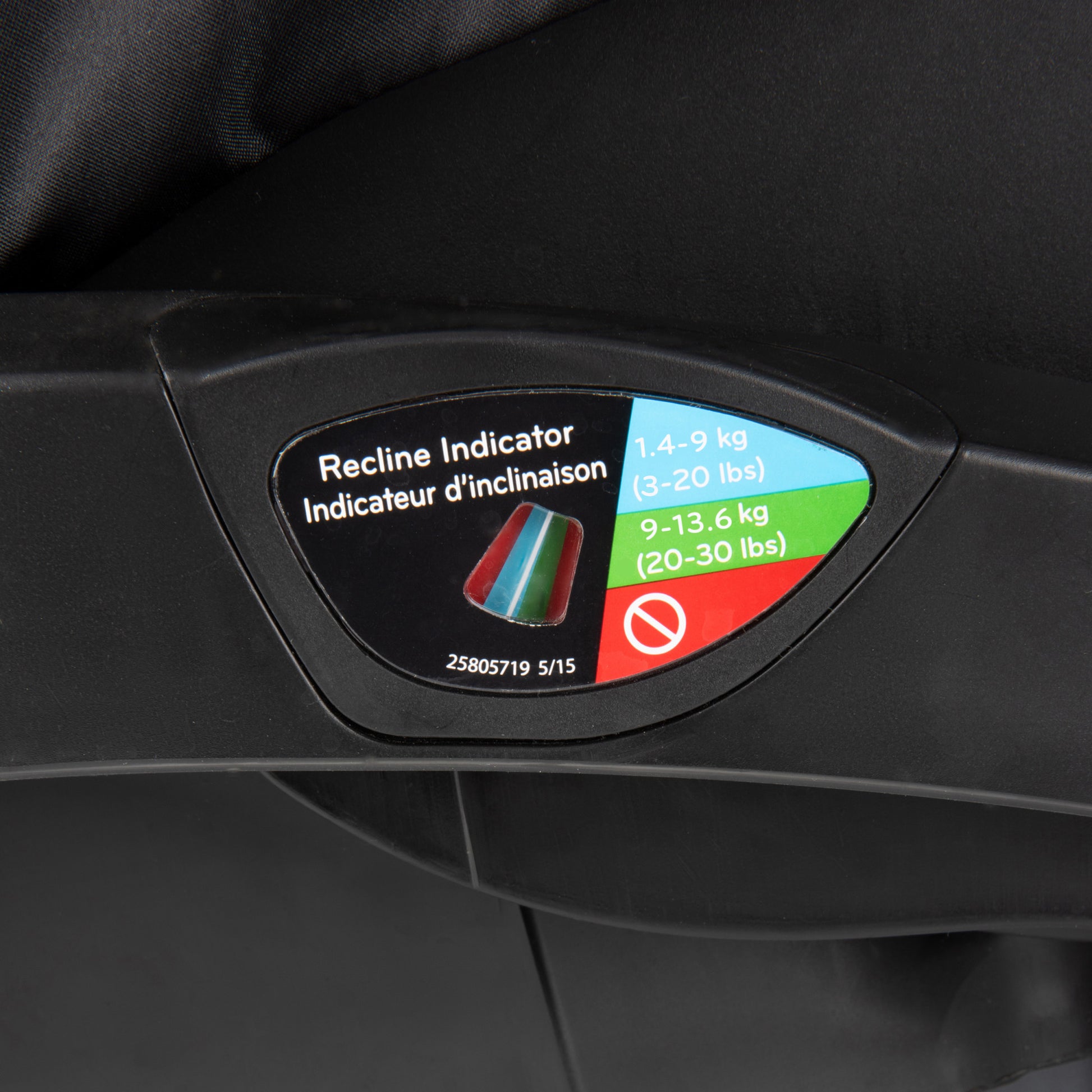 LiteMax DLX Infant Car Seat (Olympus) recline mark