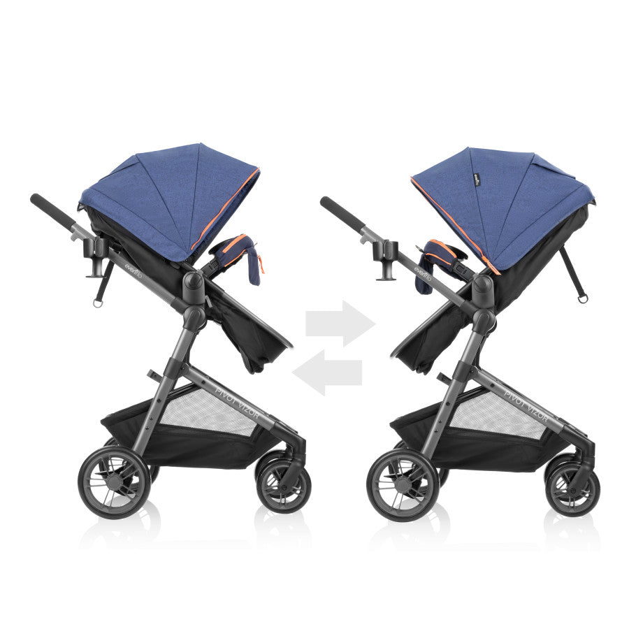 blue evenflo stroller Evenflo Pivot Vizor Travel System with LiteMax Infant Car Seat