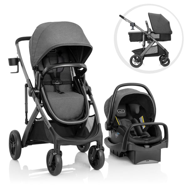 evenflo travel system bassinet Pivot Suite Modular Travel System with LiteMax Infant Car Seat, Devon Gray