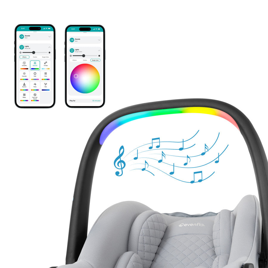 Revolve180 LiteMax NXT Rotational Infant Car Seat with SensorySoothe music 1