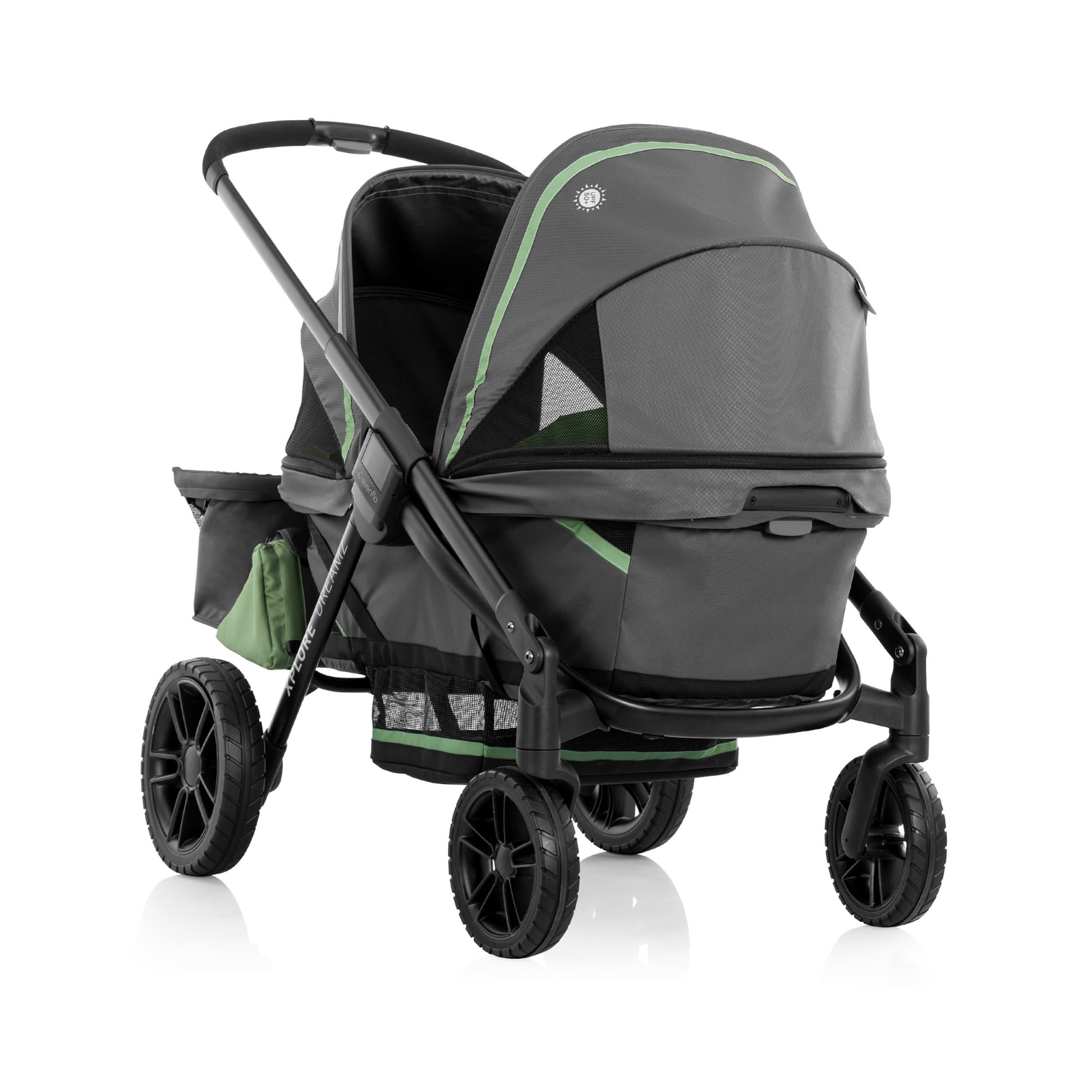 Pivot Xplore Dreamz All-Terrain Stroller Wagon with Bassinet Insert Voyager Green side