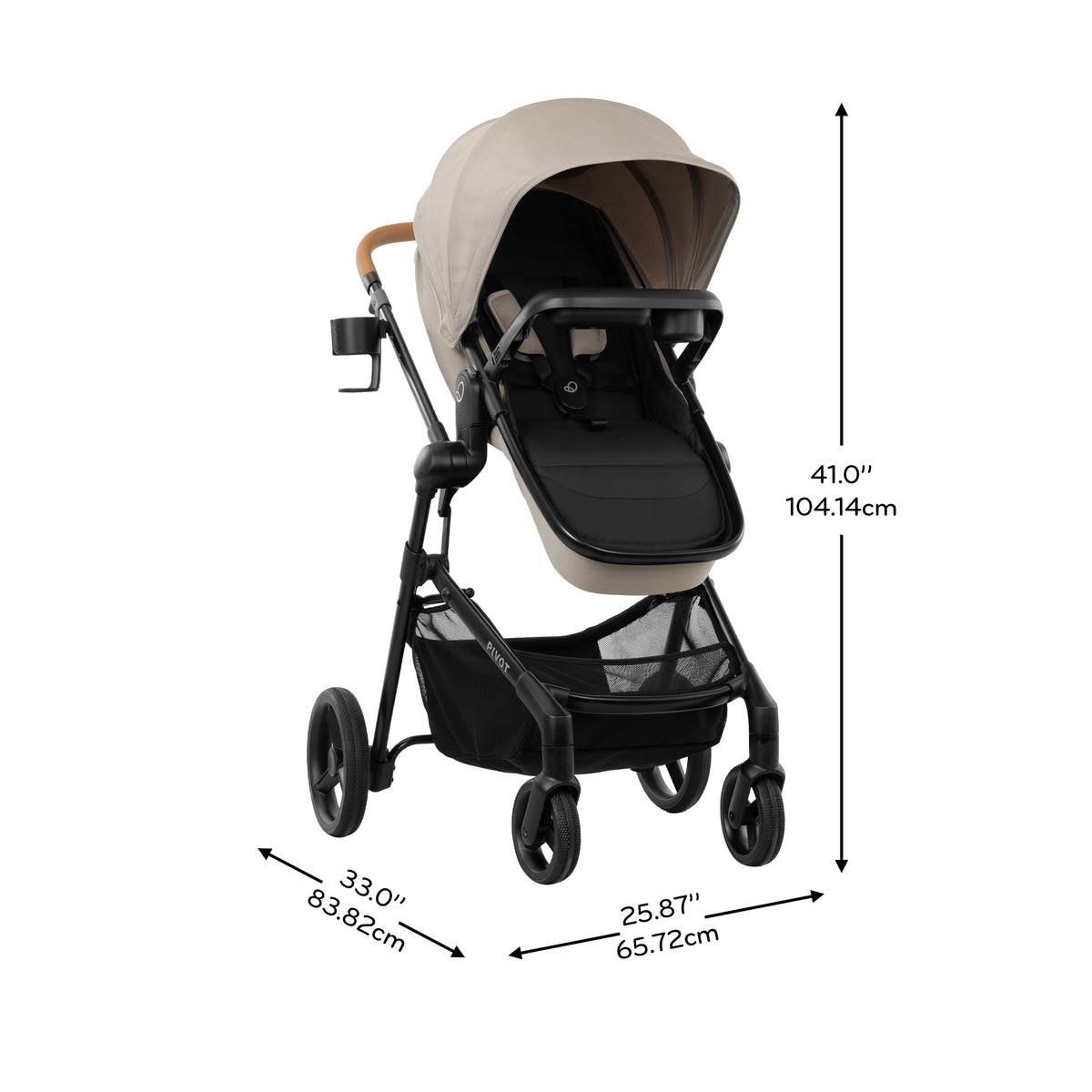 Pivot NXT Travel System with LiteMax NXT Infant Car Seat dimensions diagram