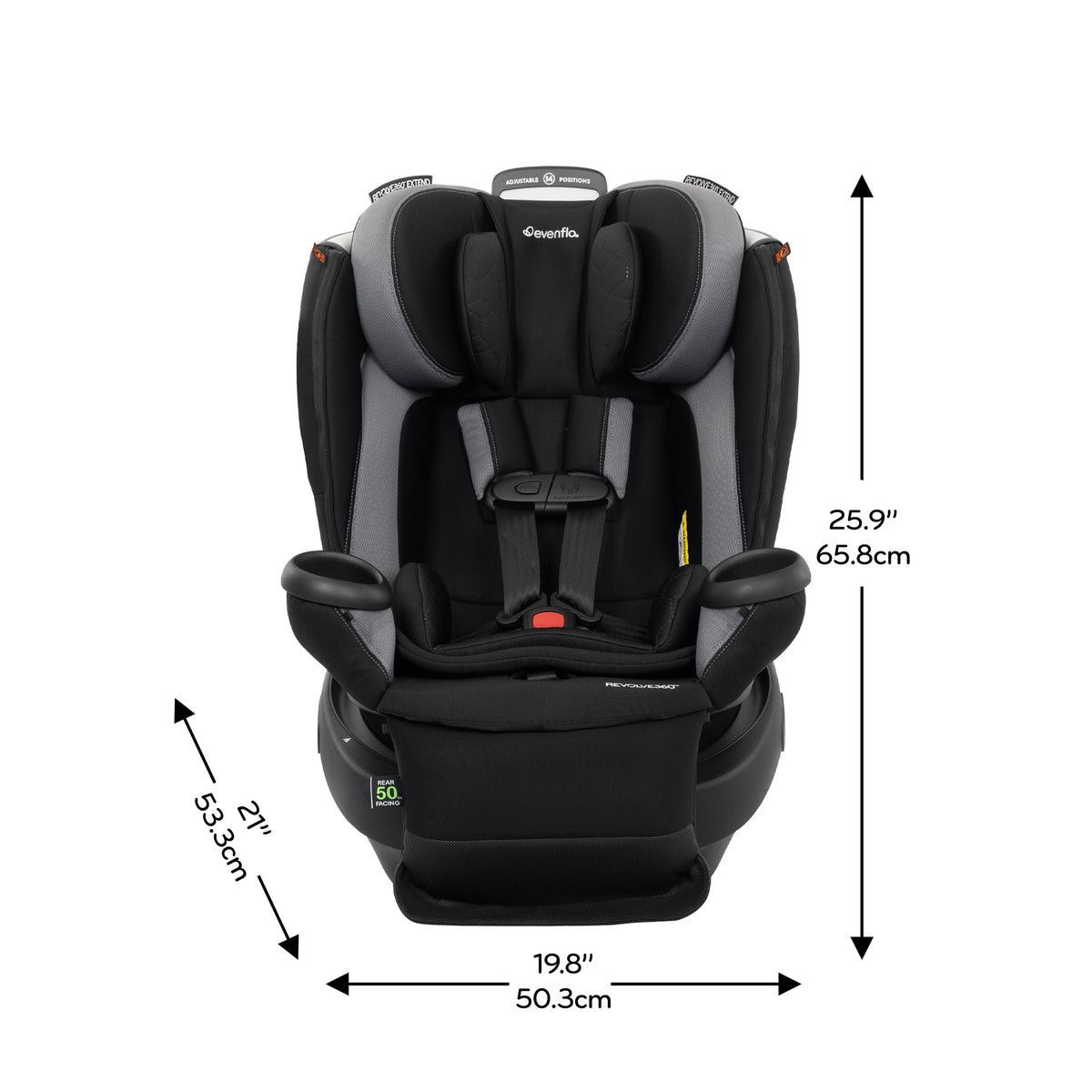 Revolve360 Extend All-in-One Rotating Car Seat with Quick Clean Cover dimensions diagram