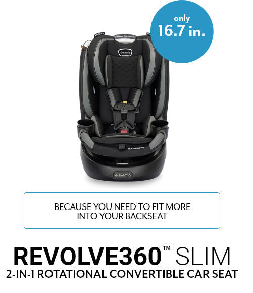 Image of Revolve360 Slim 2-in-1 Rotational Convertible Car Seat. Only 16.7 inches wide. Because you need to fit more into your backseat.