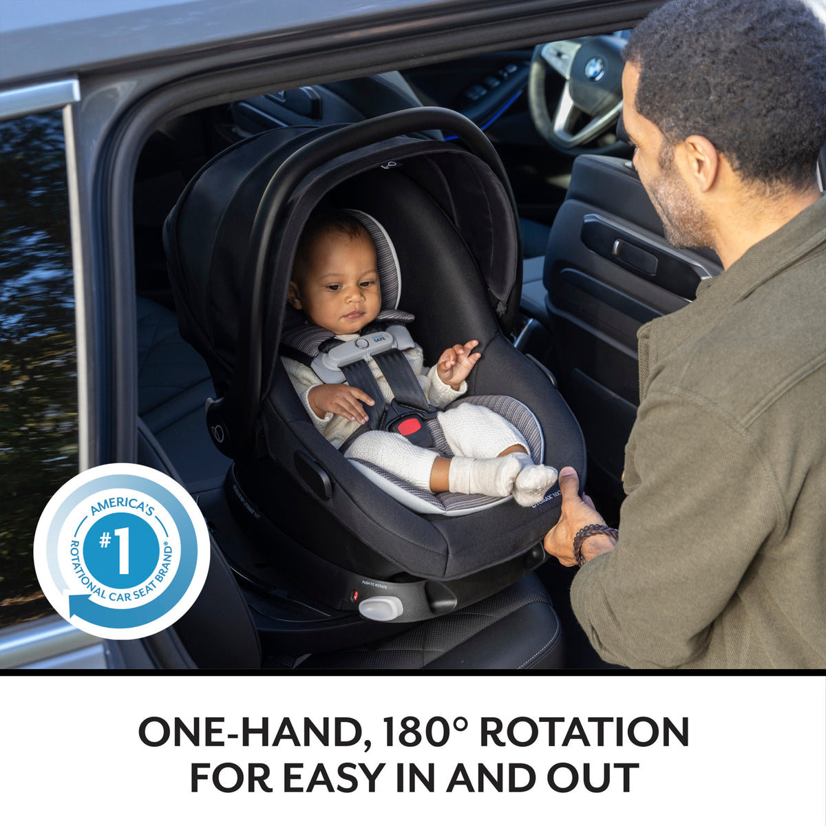 Revolve180 LiteMax NXT Rotating Infant Car Seat with Green & Gentle - Anchor Gray