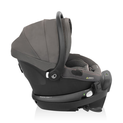 Revolve180 LiteMax NXT Rotating Infant Car Seat with Green & Gentle Primrose Pink side