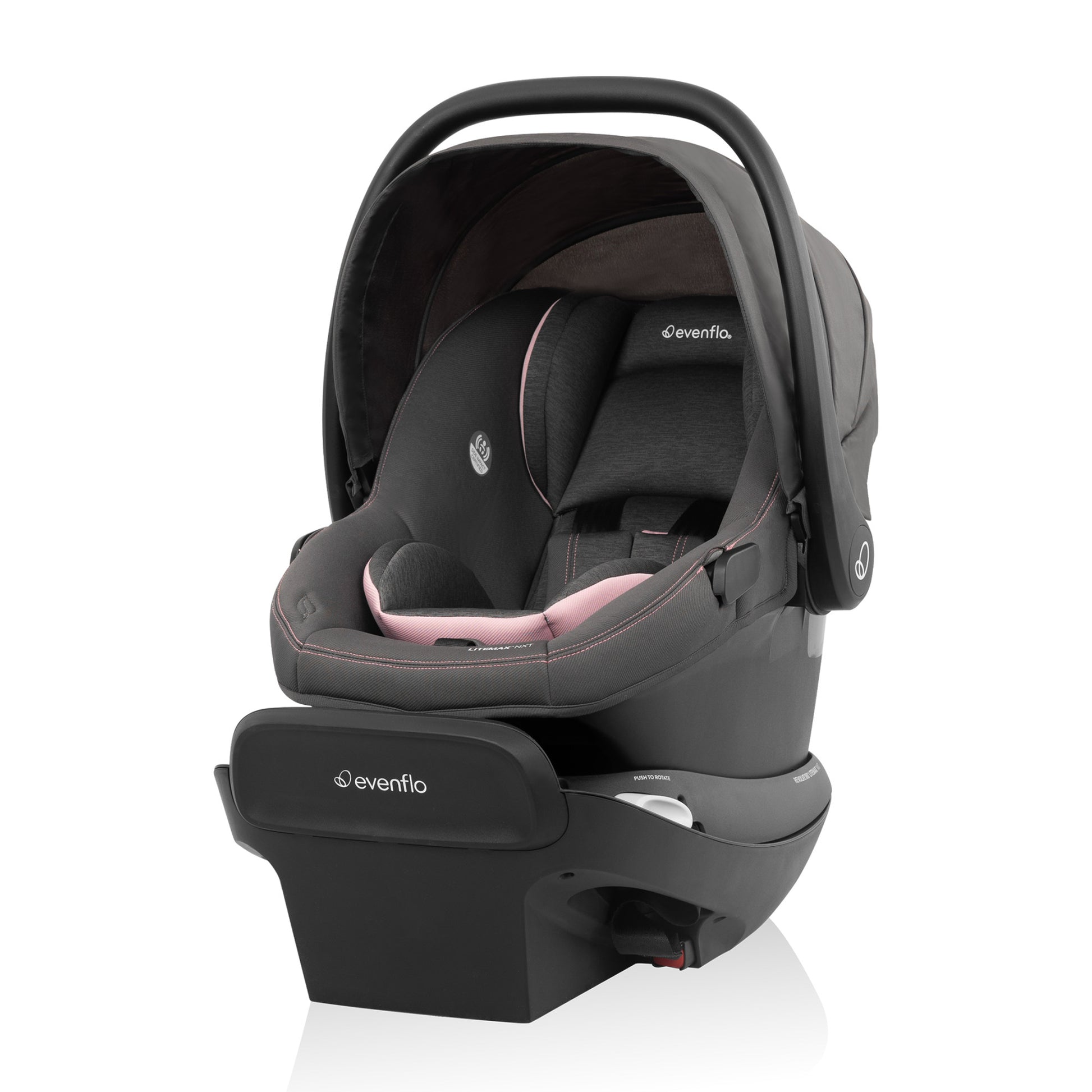 Revolve180 LiteMax NXT Rotating Infant Car Seat with Green & Gentle Primrose Pink side 2