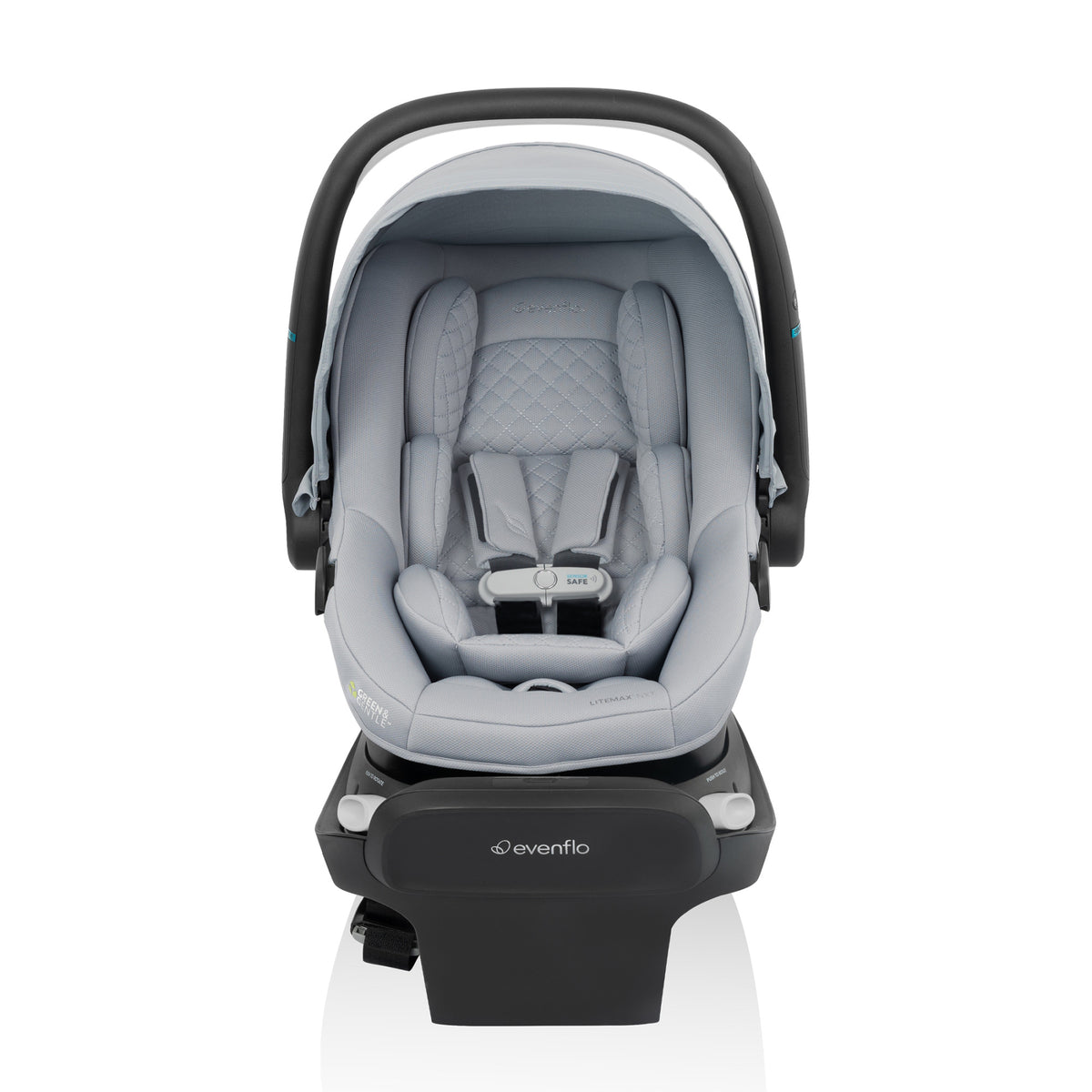 Evenflo Revolve180 LiteMax NXT Rotating Infant Car Seat with SensorySoothe flint full front