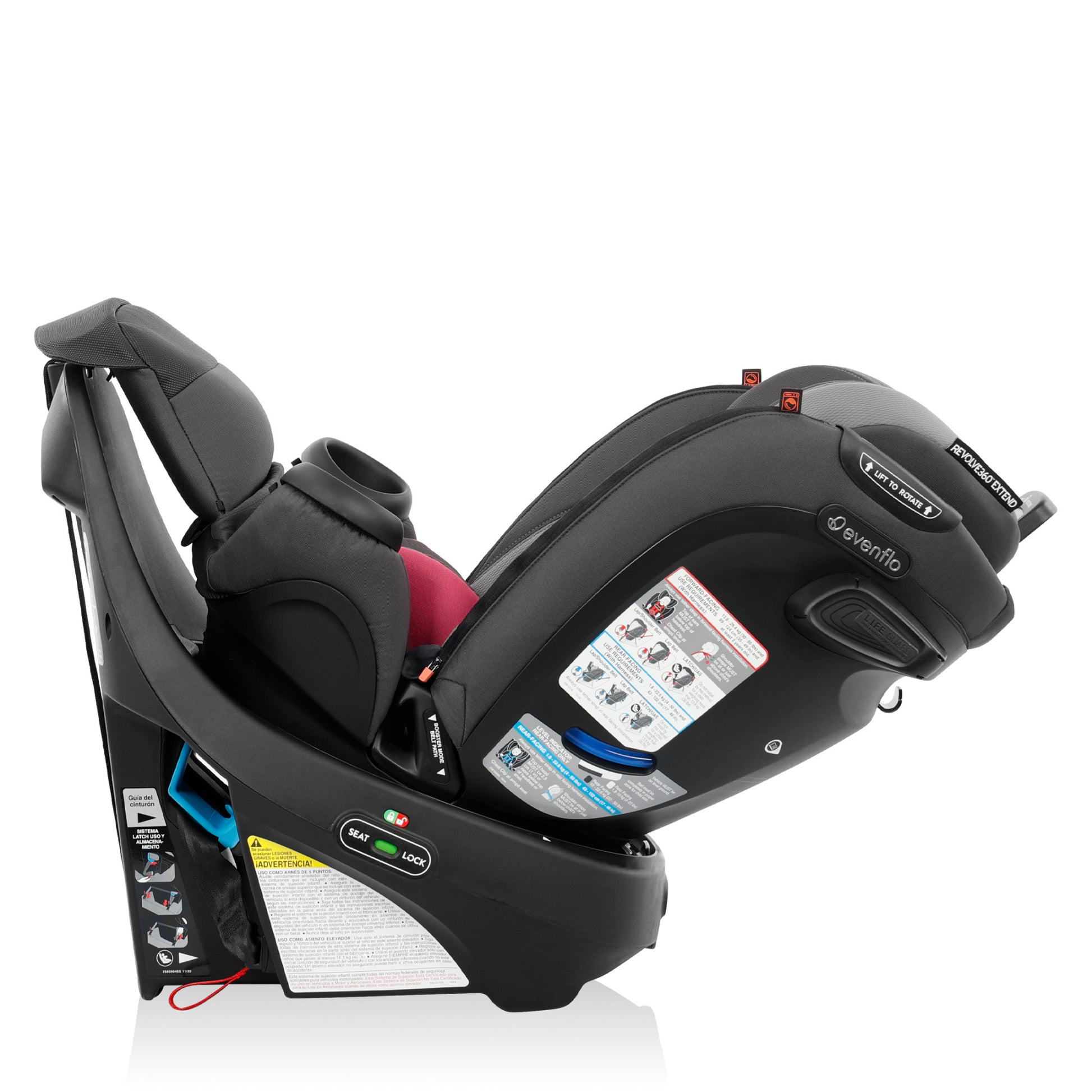 Revolve360 Extend All-in-One Rotating Car Seat with Quick Clean Cover Rowe Pink rotate