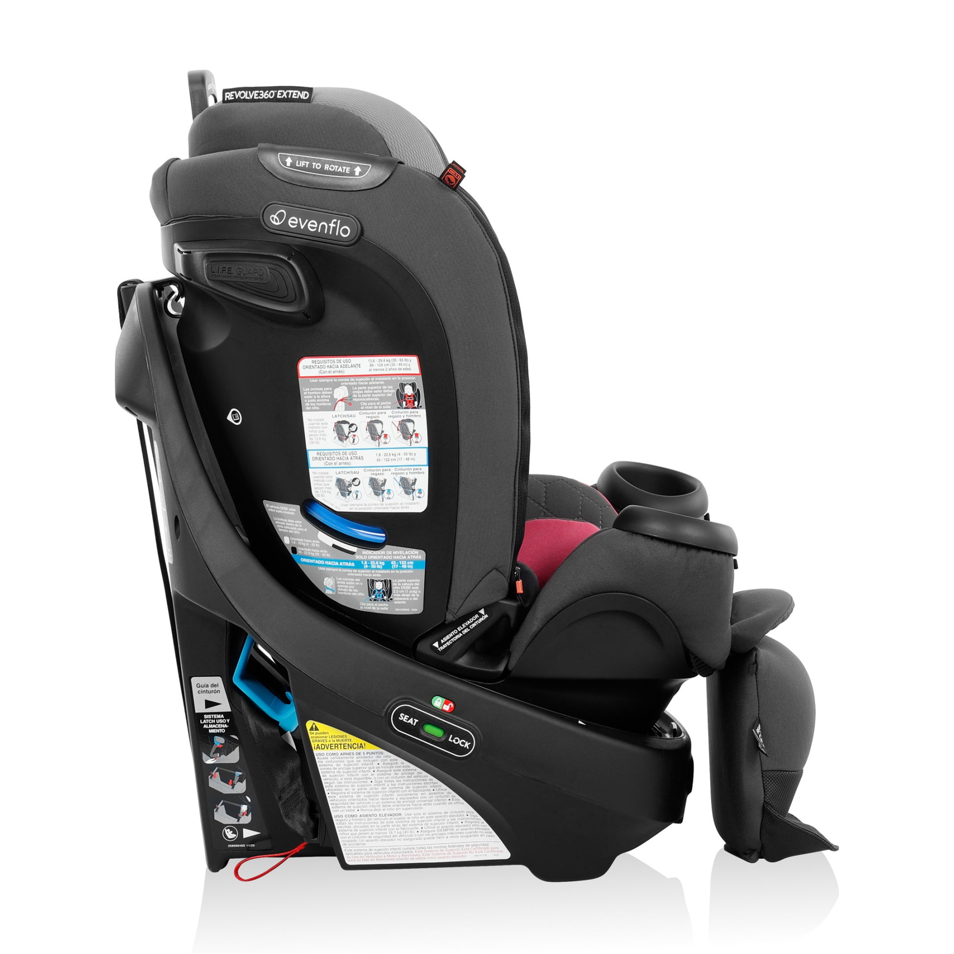 how to unlock evenflo 360 car seat Evenflo Revolve360 Extend Rotating Convertible Car Seat with Quick Clean Cover
