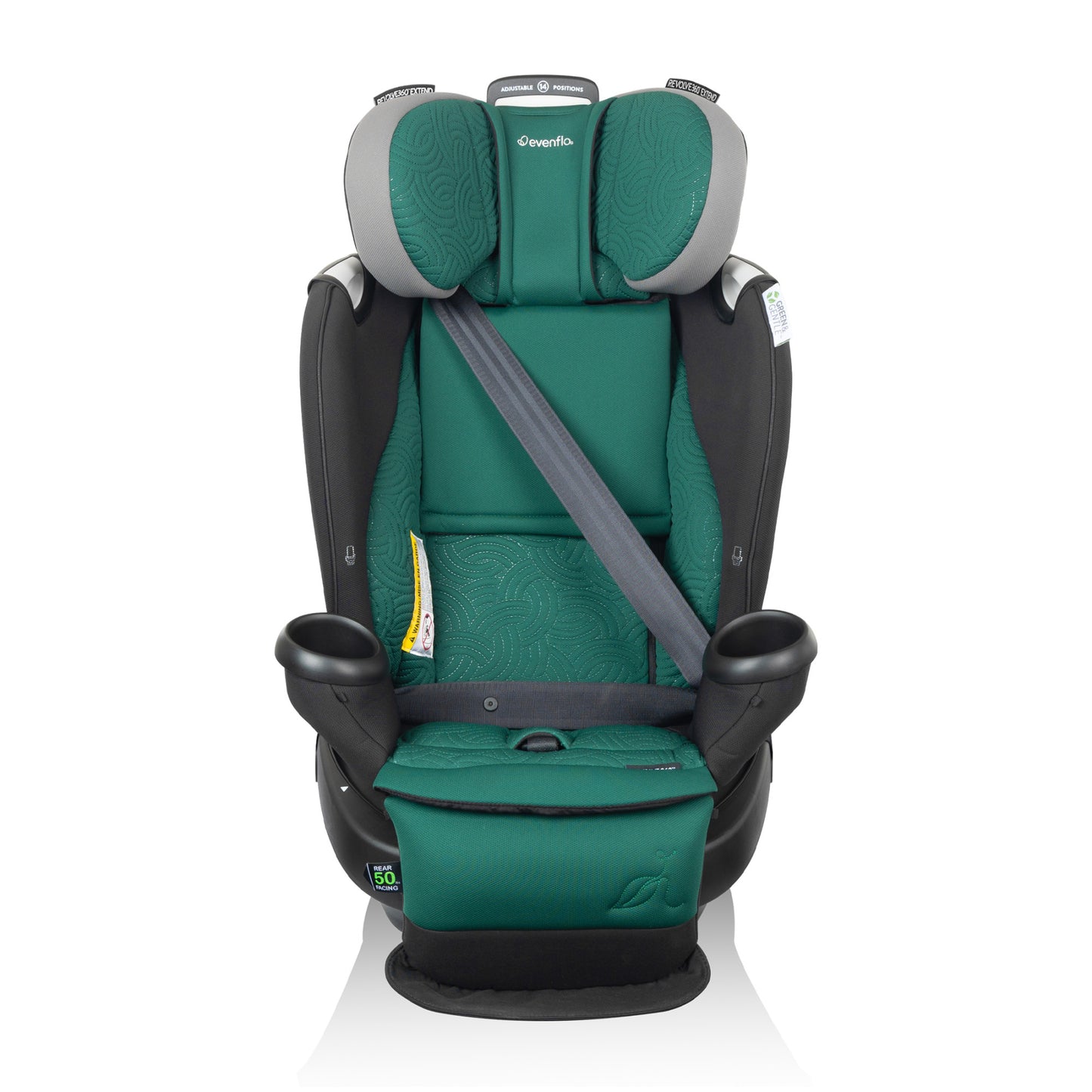 Gold Revolve360 Extend All-in-One Rotational Car Seat with Green & Gentle Fabric (Emerald)